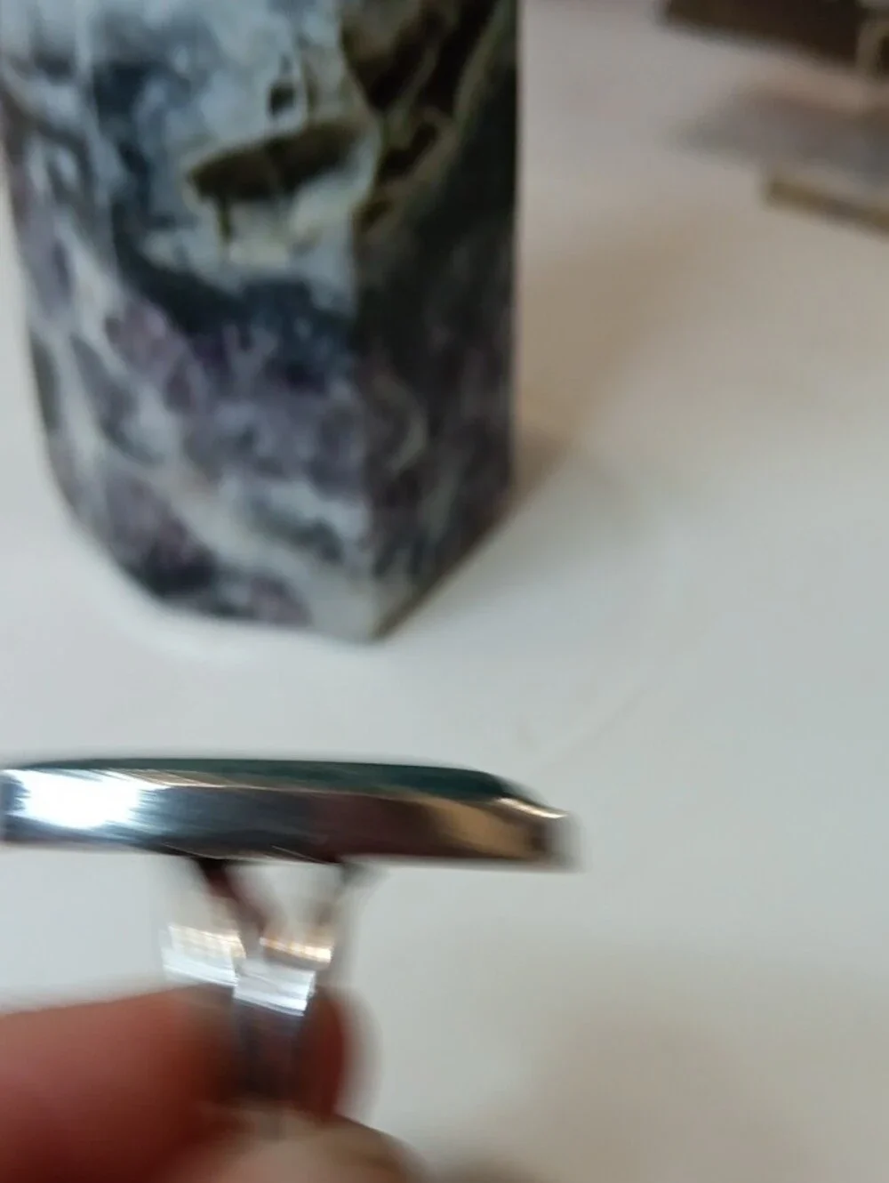 Teal Agate Slice Statement Ring - Women Jewelry